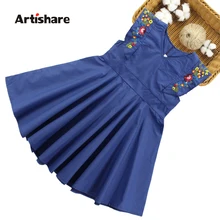 Платье для девочек детское праздничное платье с цветочной вышивкой платье без рукавов Детские костюмы для девочек-подростков 6, 8, 10, 12, 14 лет