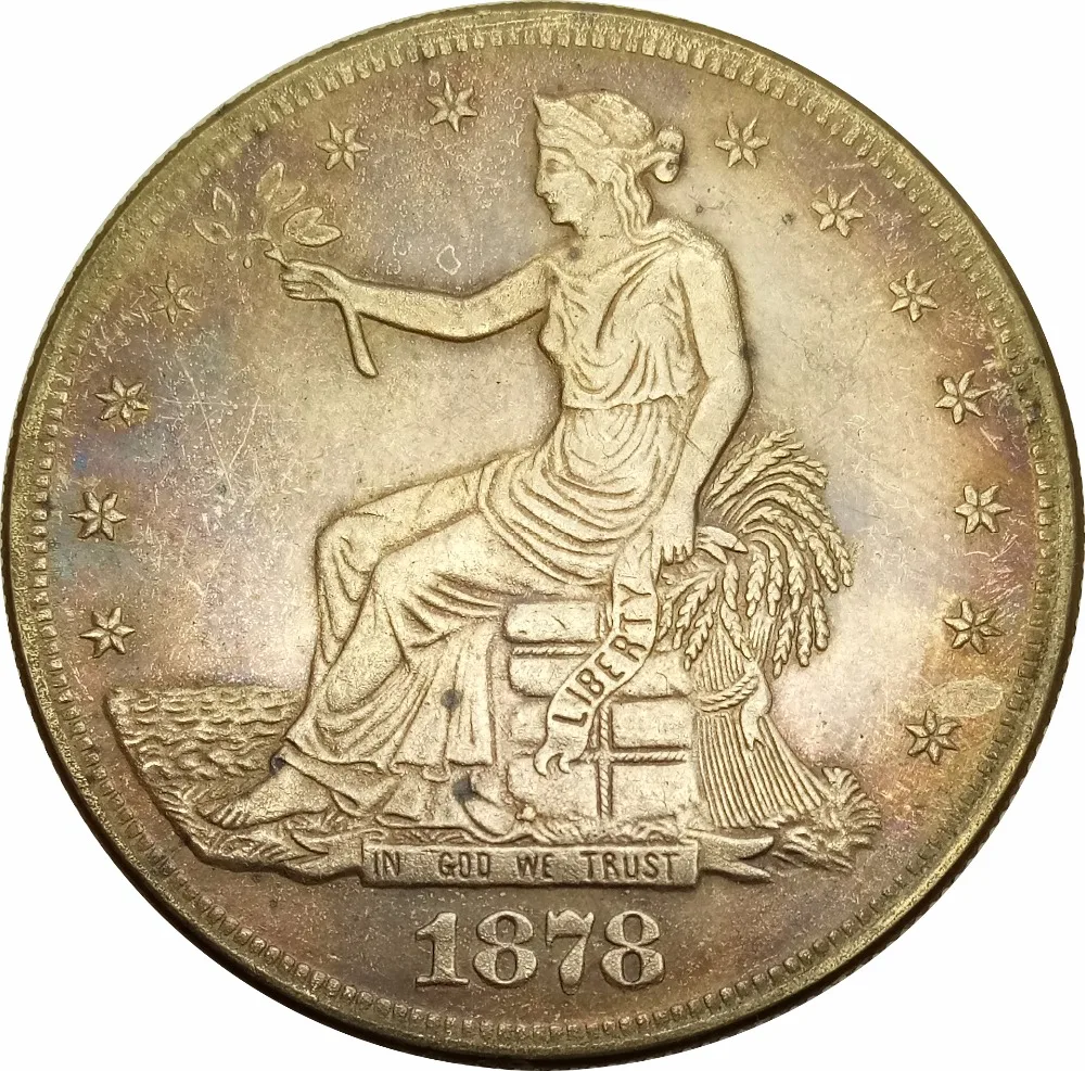 Download United States 1878 CC Liberty Seated Trade Dollar Brass Silver Plated Copy Coin-in Non-currency ...