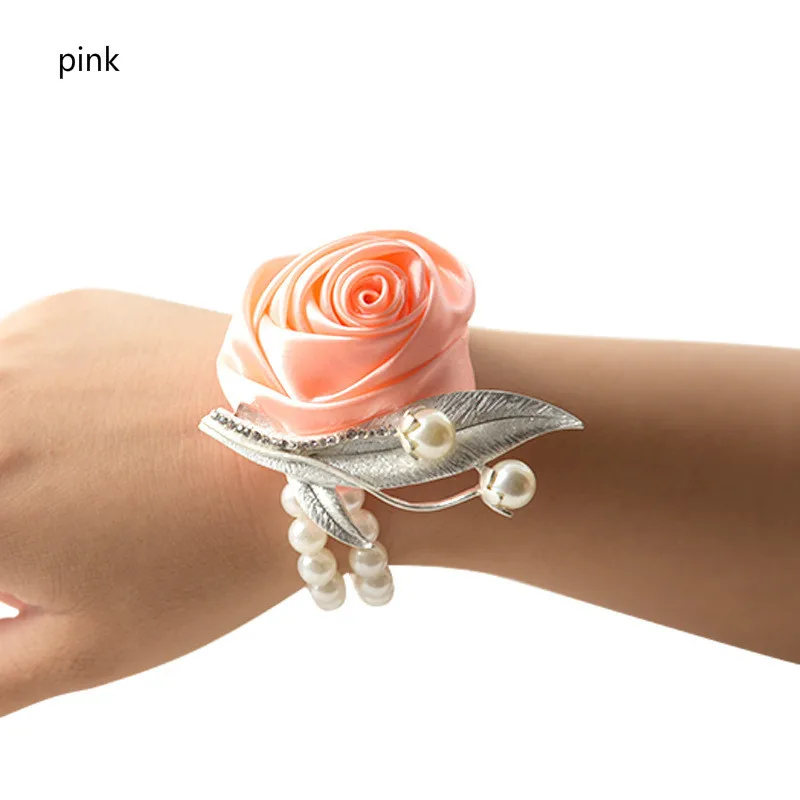 New Marry Decoration Rose Flowers Artificial Brooch Wrist Flower Bride Gift Wedding Decorations Fake Flores Bridesmaid's Bouquet