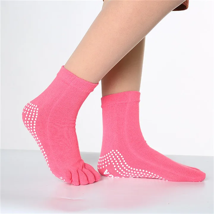11 PF Cotton Socks Five Fingers Multicolor Socks Skid Resistance Dots Pattern Printing Chaussette Femme Women's Toe Socks WZ035