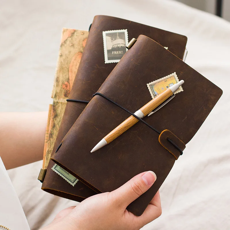 Чехол книжка из 100% натуральной коровьей кожи в стиле ретро|pocket planner|travelers notebooktravel