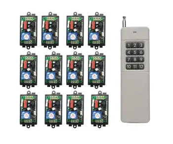 

free ship 220V 1CH Radio remote Wireless remote control switch LED light lamp switch 12pcs receiver + 1pcs 12CH transmitter