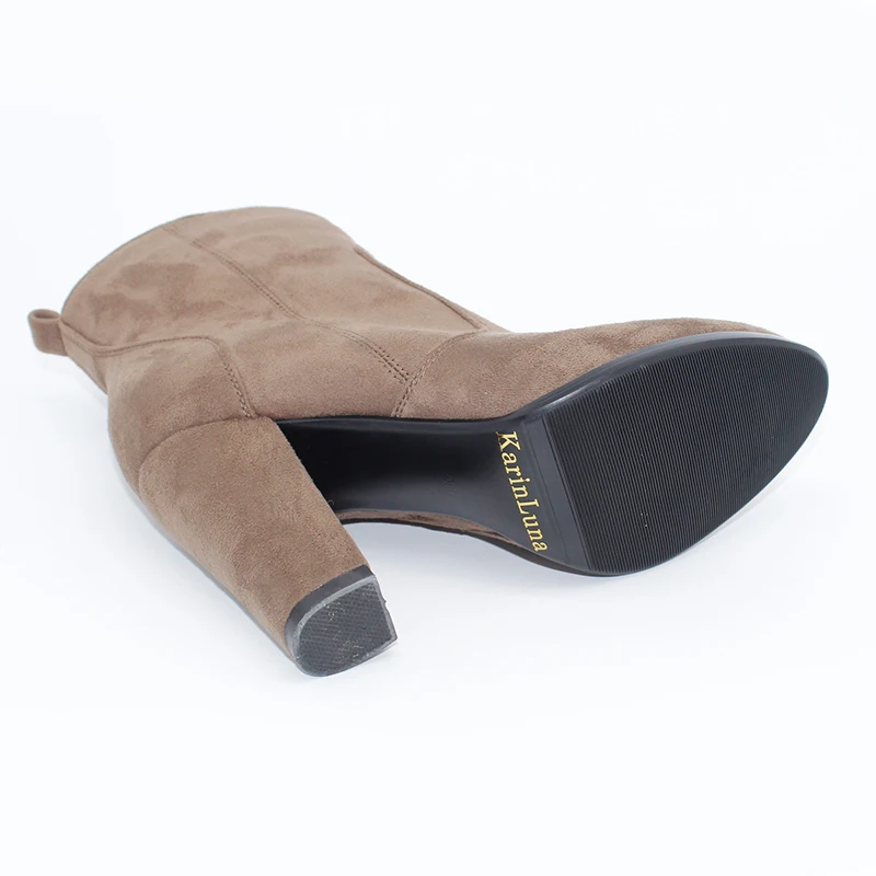 KARINLUNA/брендовые винтажные ботильоны на высоком каблуке-шпильке, большие размеры 34-43 модная женская обувь для вечеринок на платформе женские ботинки «Челси»