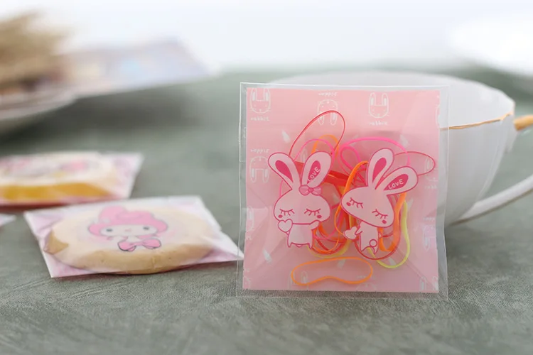 100 шт./лот печенья упаковывая Пластик сумки рисунок «Hello Kitty» самоклеющиеся пакеты для печенья и закусок выпечки посылка 7X7+ 3 см