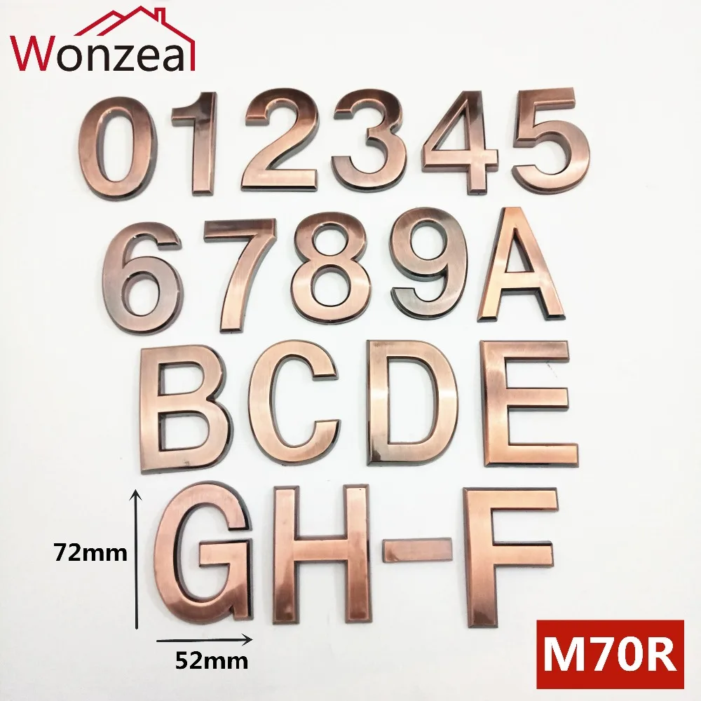 Wonzeal 70 мм 0123456789A Z ABS пластик красная медь современный адрес двери табличка номер