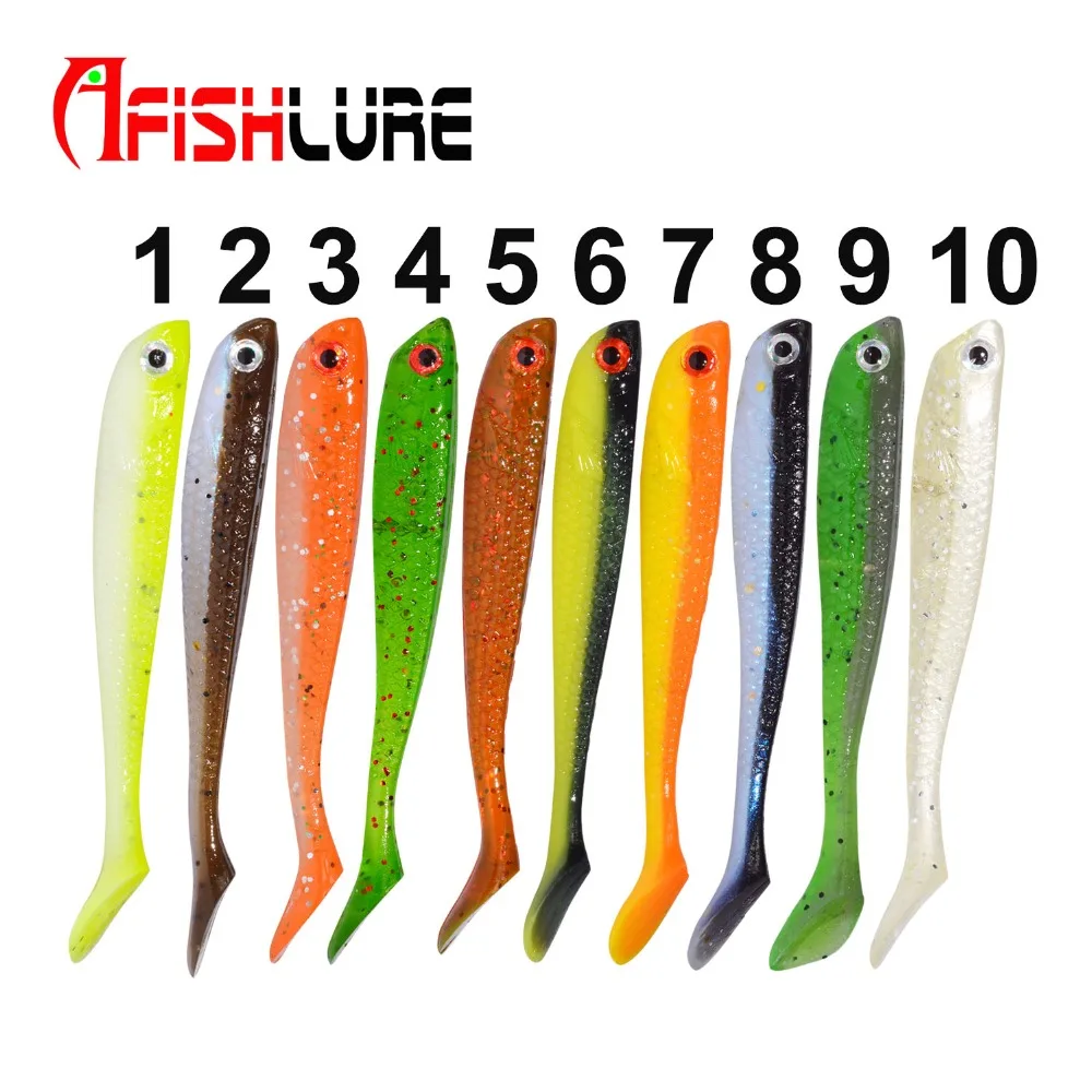 Afishlure Мягкая приманка для рыбы 55 мм 1,15g для рыбалки, мягкие блесны на удочку силиконовые бас гольян приманки твердая приманка Пластик приманка рыболовные 10 шт./пакет