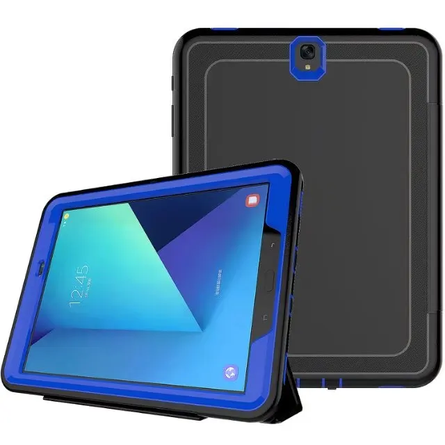 Для samsung Galaxy Tab S3 9,7 T820 T825 высококачественный противоударный гибридный защитный чехол-подставка из искусственной кожи для планшета+ ручка - Цвет: Синий