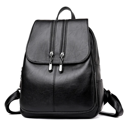 Высококачественный кожаный рюкзак для девочек-подростков, женские сумки через плечо, Модный женский рюкзак, школьная сумка, Mochila Feminina 1102 - Цвет: Black bags