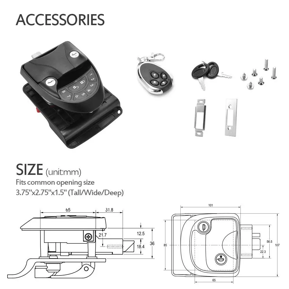 Keyless Entry RV Door Lock Handle  Wireless Remote Camper Lock (7)