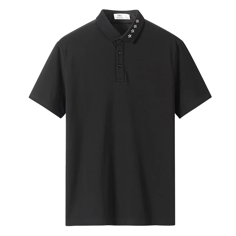 Black Enjeolon рубашка для мужчин поло Para Hombre мужская одежда Повседневная короткий рукав хлопок твердые мужские рубашки плюс размер T8981 - Цвет: Black