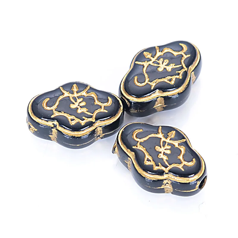

150Pcs 17*12*8 MM Vintage Inspired Ethnic Acrylic Antique Style Design Spacer Charm Bead For Diy Bracelet Jewelry Making
