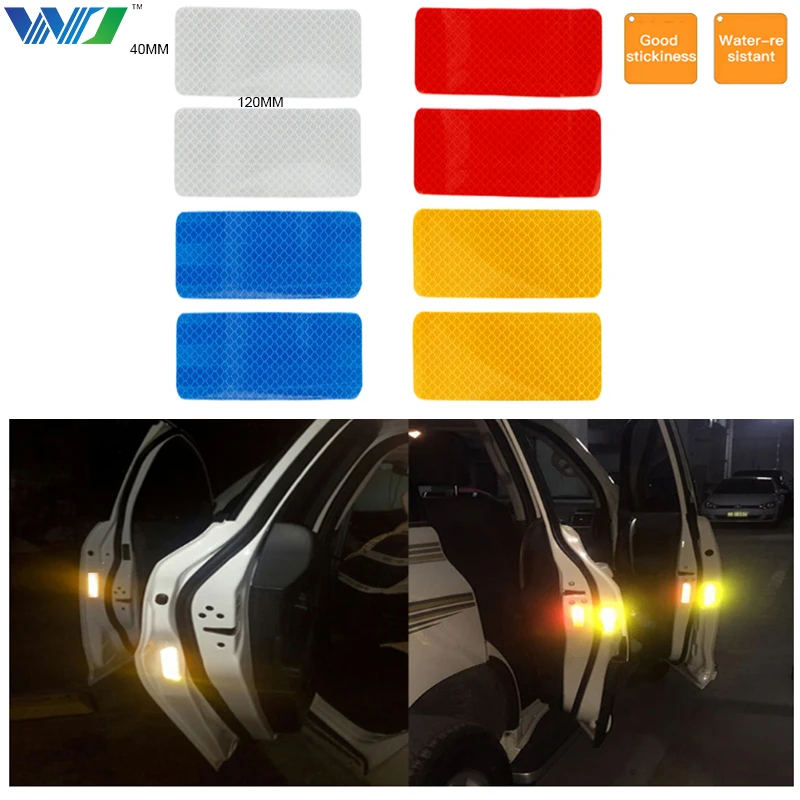 WJ 2Pcs 12X4cm Reflective Warning Strip Tape Car Bumper Reflective