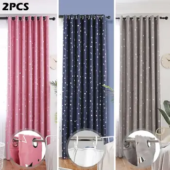 

2pcs Luxury Blackout Curtains Shiny Stars Printed Home Decor for Bedroom Living Room Kid's Window Drapes Ready Made Christmas