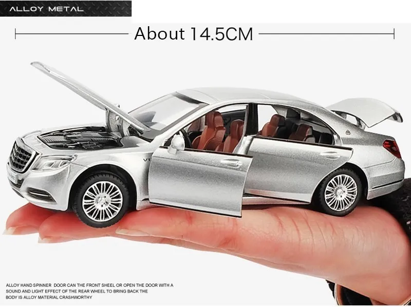 1:32 Maybach S600 литье обратно в металлическая модель автомобиля игрушка высокого моделирования звук и свет 6 двери автомобиля игрушка детский подарок