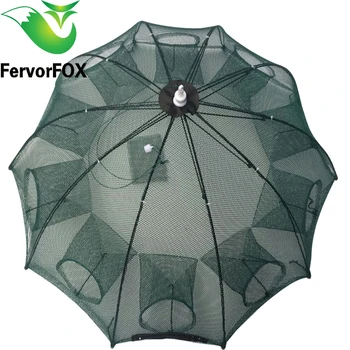 

Folded Portable Hexagon 4/6/8/10 Hole Automatic Fishing Shrimp Trap Fishing Net Fish Shrimp Minnow Crab Baits Cast Mesh Trap