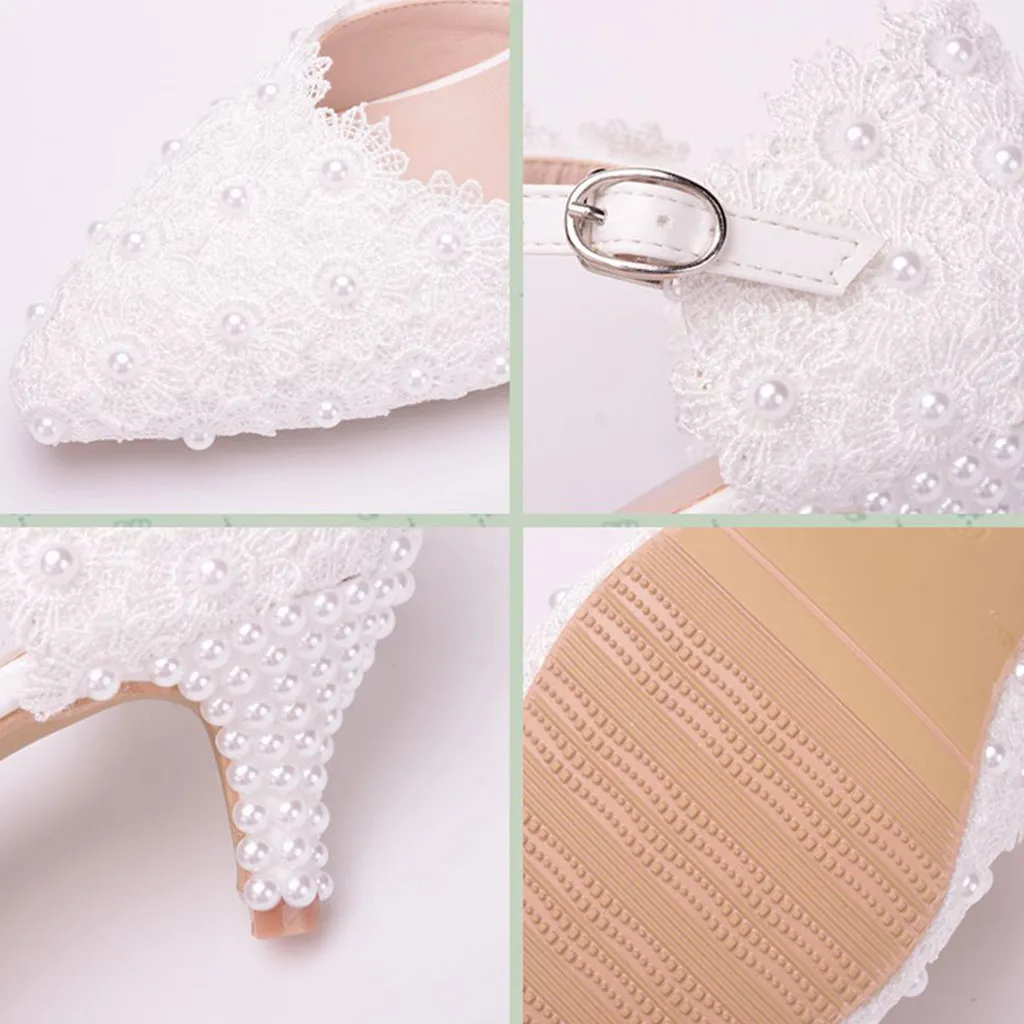 SAGACE/белые свадебные туфли со стразами; женская обувь на тонком каблуке; женская обувь на низком каблуке; сезон весна-осень; модельные туфли для вечеринки