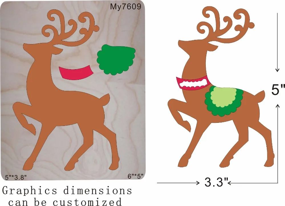 

Christmas deer carriage wood moulds die cut accessories wooden die Regola Acciaio Die Misura