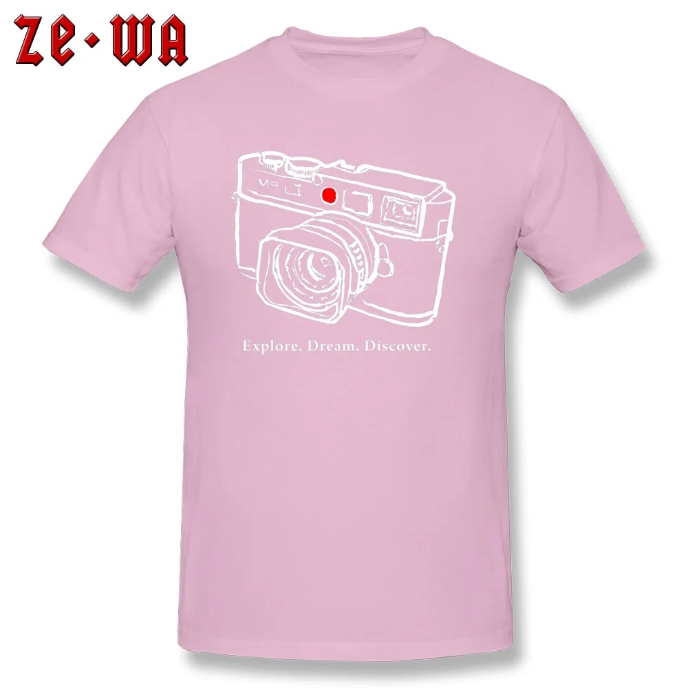 Normal Tees Hip Hop O-Neck Normal Short Sleeve 100% Cotton Men T Shirts Summer Tops Shirts Drop Shipping Leica M9 red dot rangefinder camera  -1778 pink