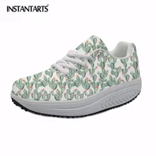 INSTANTARTS/обувь на плоской платформе со шнуровкой и цветочным принтом; женская обувь для похудения, визуально увеличивающая рост; дышащие кроссовки