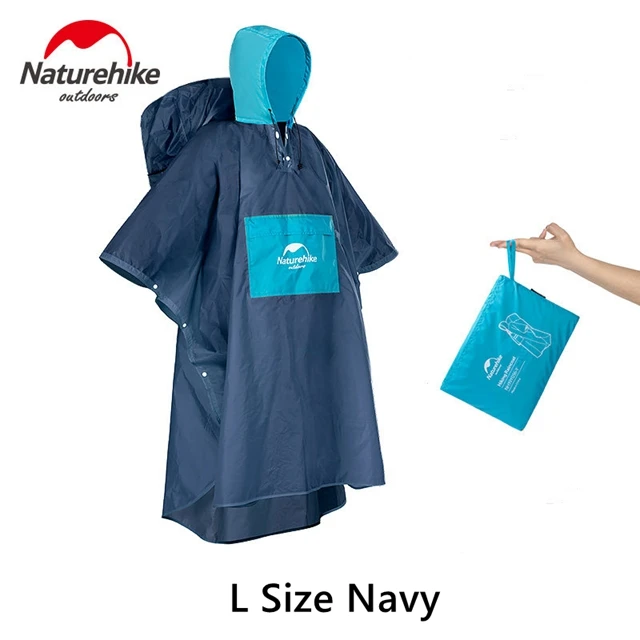 Naturehike Плащ дождевик для мужчин и женщин водонепроницаемый дождевик на открытом воздухе путешествия Кемпинг Рыбалка дождевик костюм пончо - Цвет: Navy L