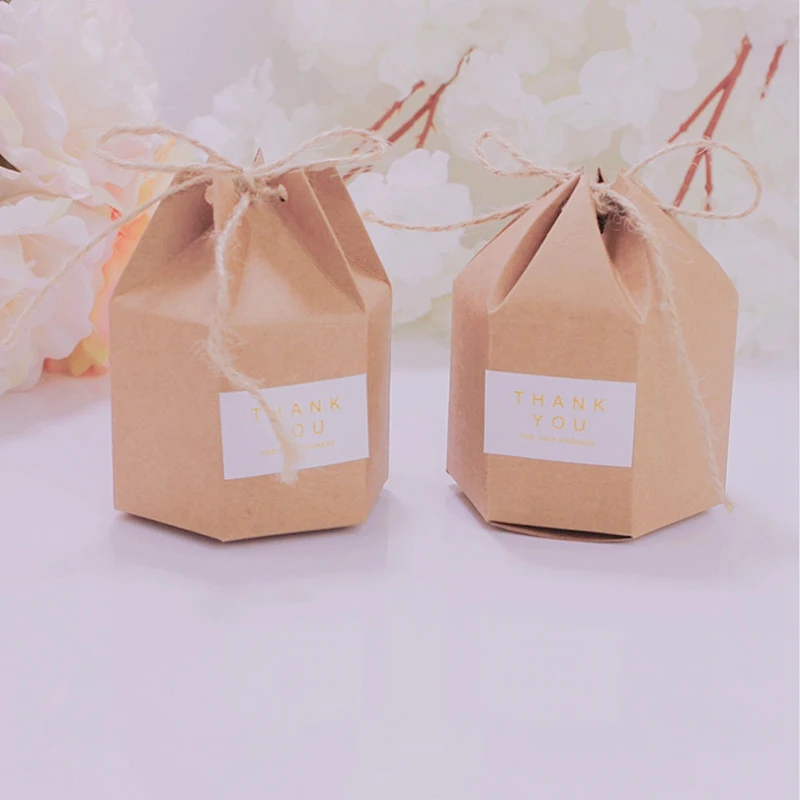 

Kraft Paper Hexagon Gift Sugar Box Wedding Anniversary Engagement Candy Box