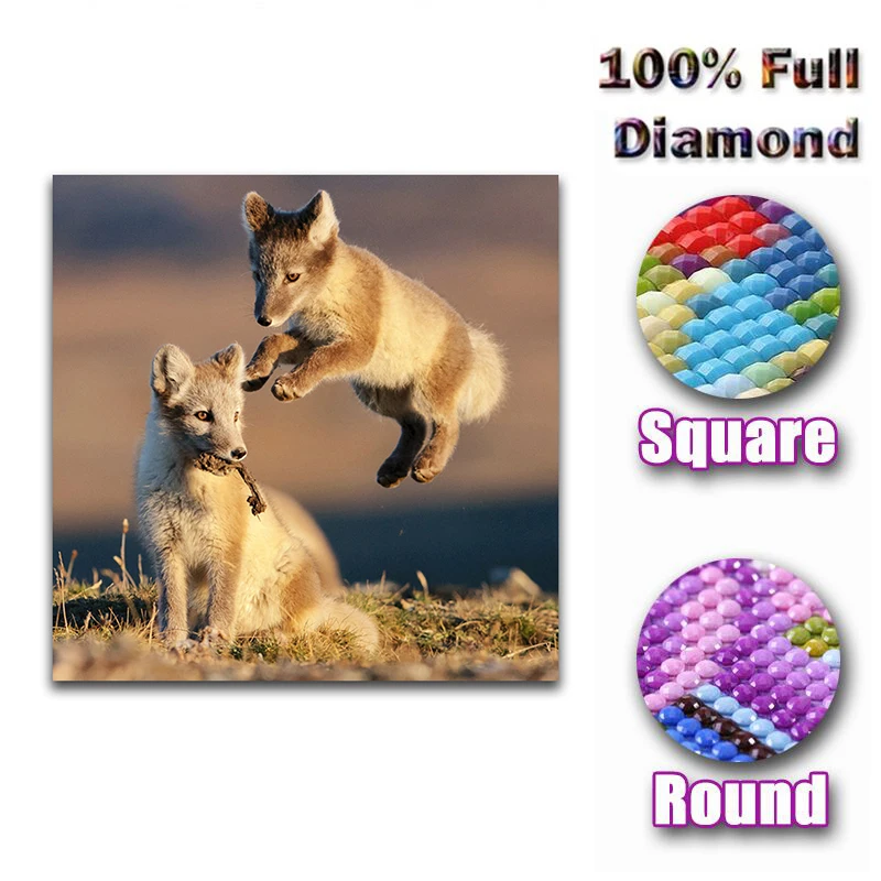 

Full Square/Round Drill 5D DIY Diamond Painting "Two foxesf" 3D Embroidery Cross Stitch 5D Home Decor Art Gift