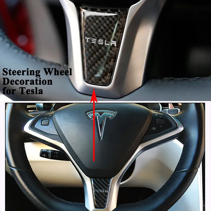 1pc Car Steering Wheel Decoration Cover Carbon Fiber Styling Sporty