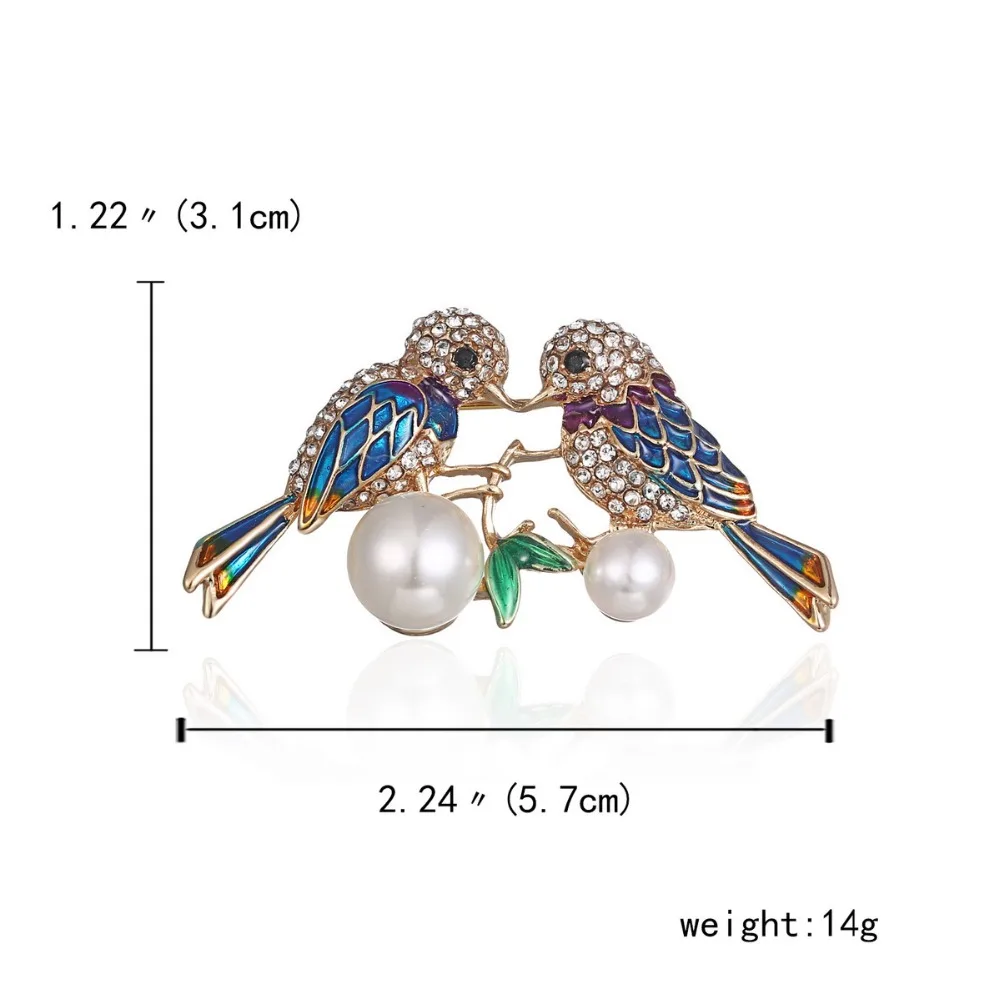 Классические Стразы, красочная брошь из эмали в виде птицы, игольский жемчуг, значки с животными, филиал, булавки для женщин и мужчин, свадебные костюмы, ювелирные изделия на застежке