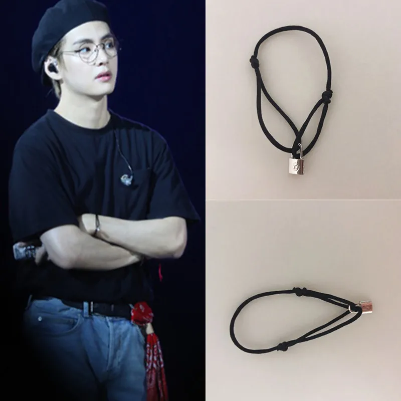 

New arrival Bangtan Boys V same Small lock Rope Charm Bracelets kpop Korean Bracelets for Unisex Accessories