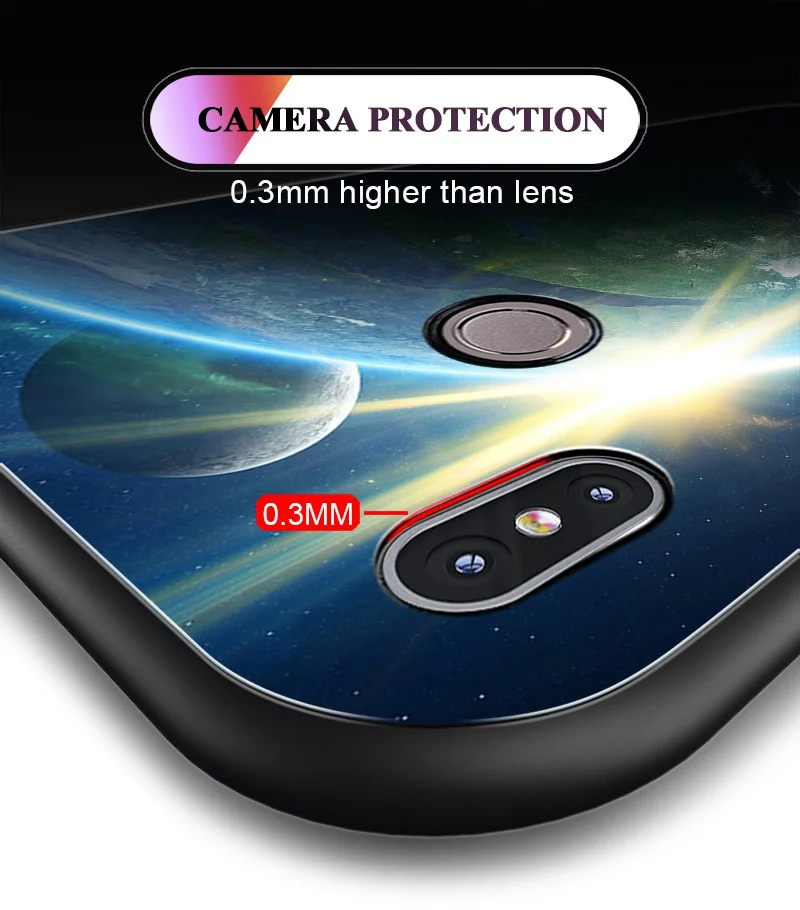 TOMKAS Space Glass Case for Xiaomi Redmi Note 5 6 Pro Cases for Pocophone F1 Silicone Cover Case for Xiaomi Redmi 4X Mi A2 Lite (10)