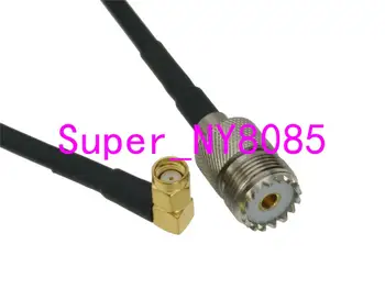 

RG58 UHF SO239 Female Jack to RP-SMA Male Jack Right angle RF Jumper pigtail Cable 6inch~3FT