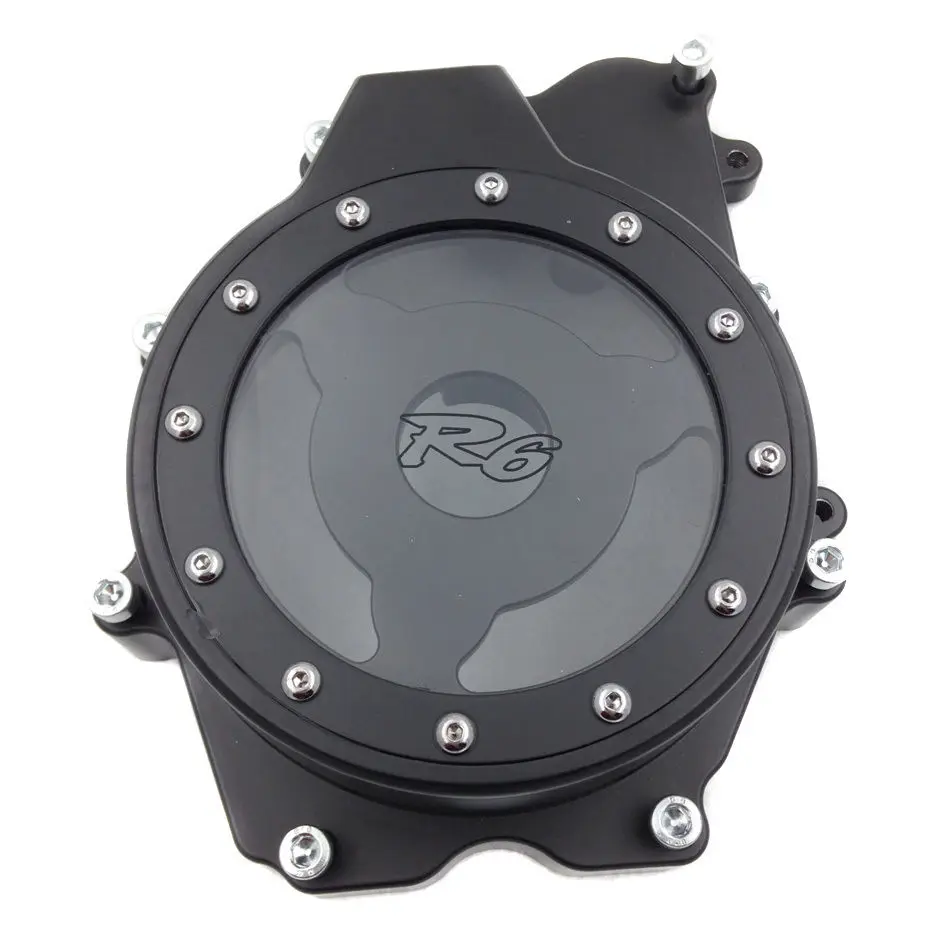 

Motorcycle Aluminum Engine Stator Cover For Yamaha YZF-R6 2003-2006, YZF-R6S 2006 Black see through Aftermarket Parts