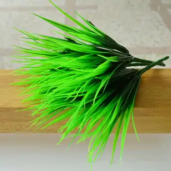 

10pcs/lot 7-fork Green Imitation Plastic Artificial Grass Leaves Plant for Wedding Home Decoration Clover Plants Table Decors