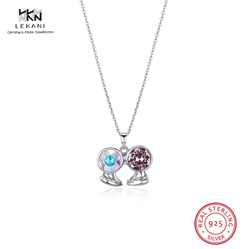 

LEKANI Crystals From Swarovski Necklace 925 Gemini Pendant Necklace Female Necklace 12 constellations Women Necklaces Jewelry