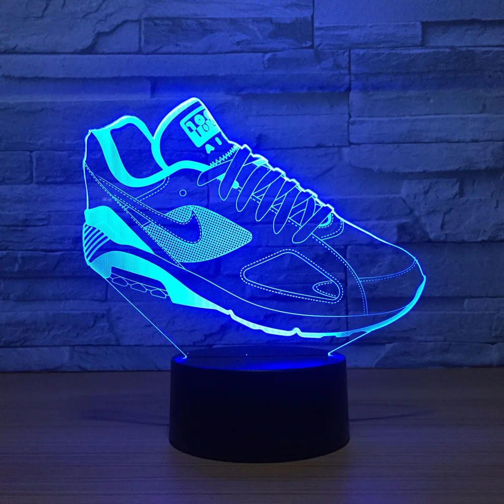 7 цветов Изменение 3D моделирование обуви настольная лампа Led визуальная атмосфера освещение Декор Usb спортивные вентиляторы сенсорный выключатель ночник Подарки