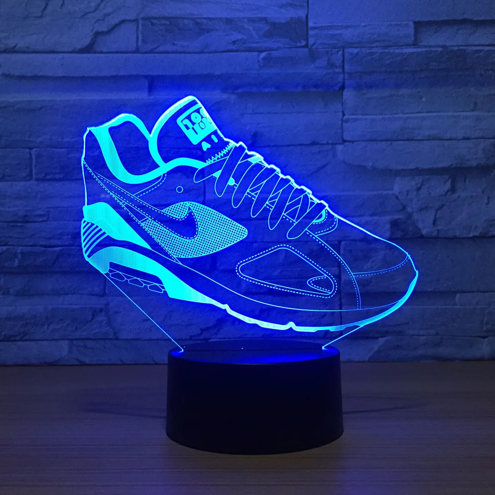 

7 Colors Change 3D Shoes Modelling Table Lamp Led Visual Atmosphere Lighting Decor Usb Sports Fans Touch Switch Nightlight Gifts