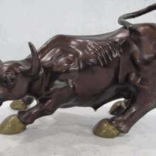 USPS в США S0465 Китайский Медь Бронза Народная Фэн-Шуй Деньги Богатство Деньги Корова БЫК БЫК Статуя Искусства