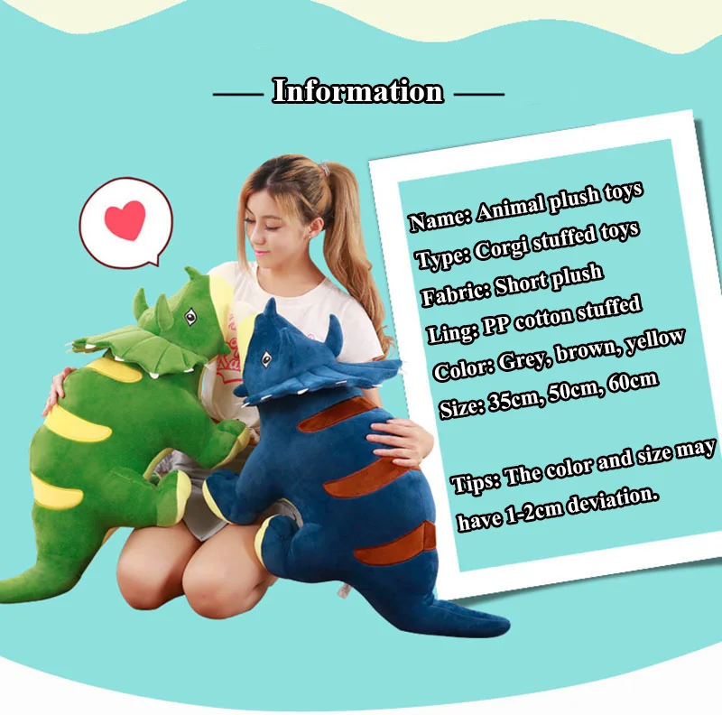 1pc Cute Cartoon Dinosaur Plush Toys Lovely Animals Triceratops Stuffed Toy Dolls for Children Boys Birthday Christmas Gift (3)