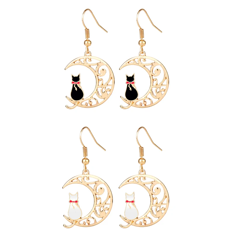 

Kawaii Sakura Jewelry Anime Cartoon Sailor Moon Cute Cat Earrings Moon Dangle Pendant Xmas Christmas Gift For Girls Women