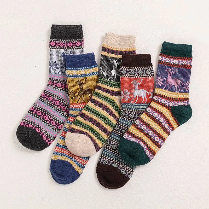 5 Pairs/lot New multi color Fashion Women's Socks Autumn Winter Large ...