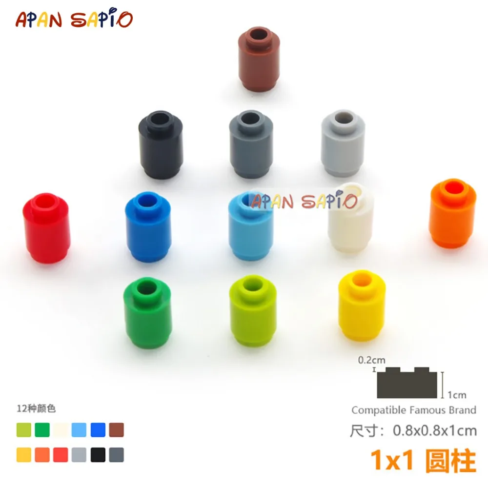 50pcs/lot DIY Blocks Building Bricks Cylindrical Educational Assemblage Construction Toys for Children Size Compatible Brand