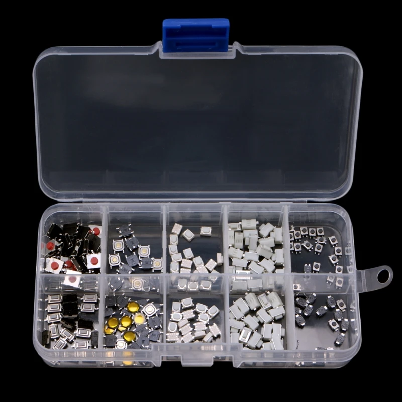 

250 Pcs 10 Models Tactile Button Switch Micro Button Switches Remote Control