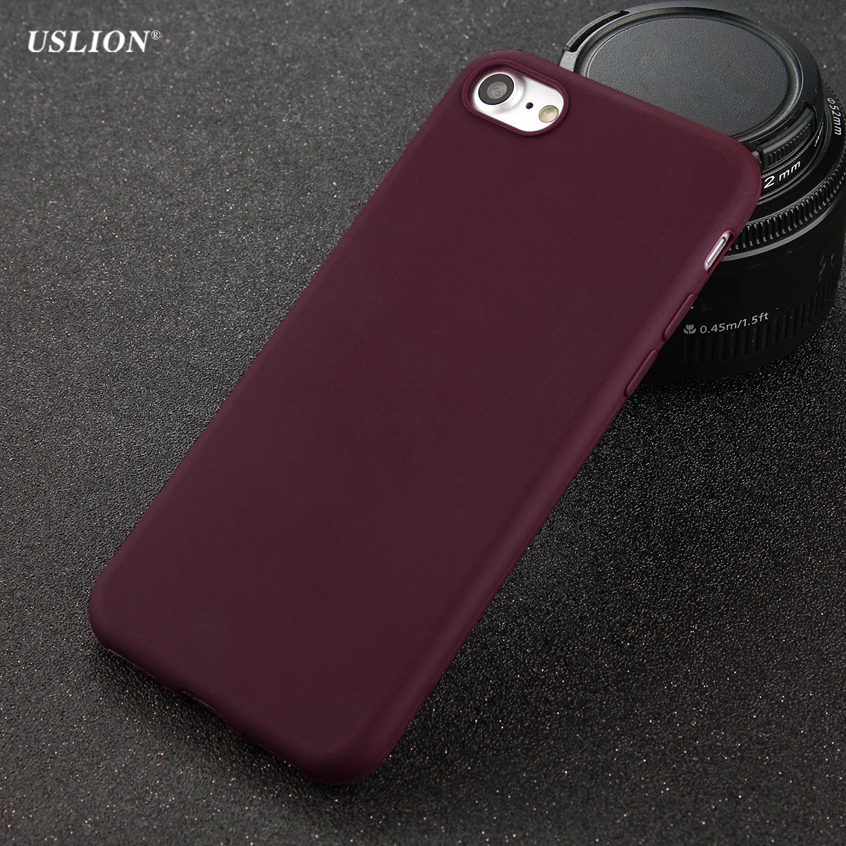 USLION Phone Case For iPhone 7 6 6s 8 X Plus 5 5s SE XR XS Max Simple Solid Color Ultrathin Soft TPU Case Candy Color Back Cover