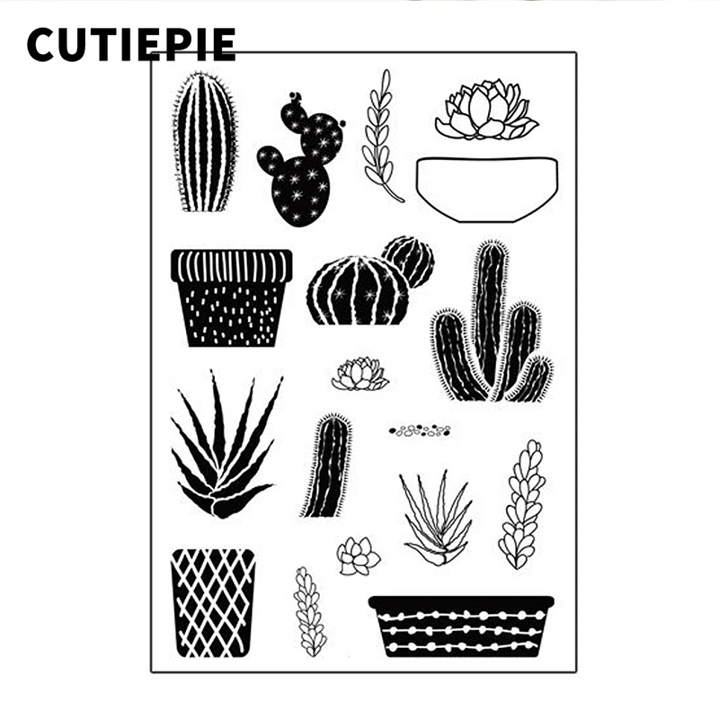 

Combined Cactus Transparent Clear Stamps for Scrapbooking DIY Silicone Seal Photo Album Embossing Folder Paper Stencils Sheets