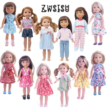

ZWSISU Doll Clothes 15 Styles Dress New Arrivals Delicate Designs For 14.5 Inch Wellie Wishers Doll For Generation Girl`s Toy