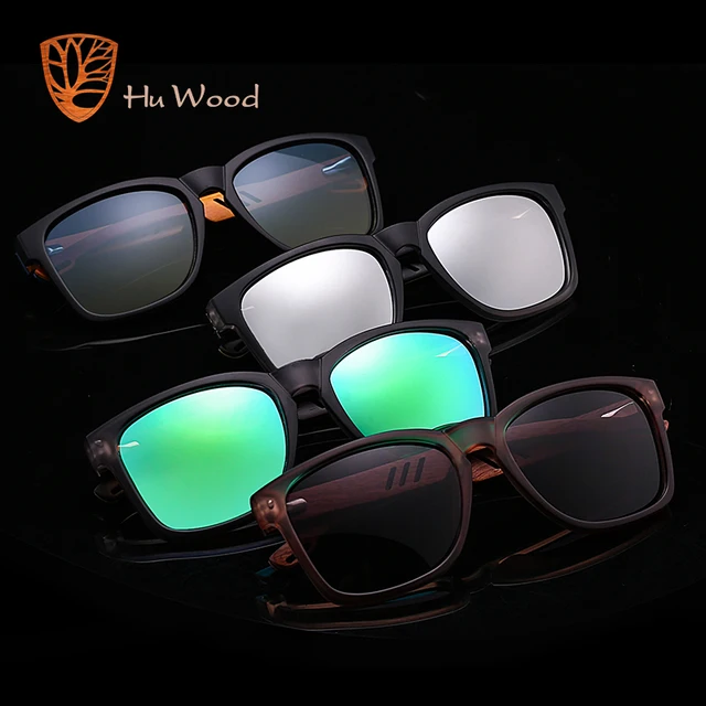 HU WOOD Brand Design Multi-color Frame Skateboard Wood Sunglasses For Men Color Gradient Lenses Driving Shade Anti-glare GR8011