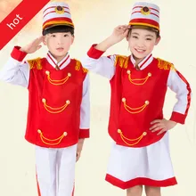 drum dance costumes red school uniform school drum clothes peformance school clothing kids school activities clothing