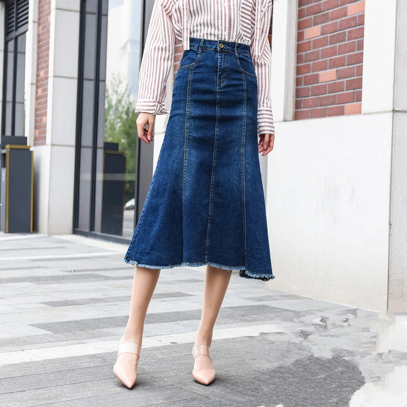 Falda larga de media pantorrilla para mujer, Faldas de algodón elástico, de cintura S 9XL, Envío Gratis, 2018|Faldas| AliExpress