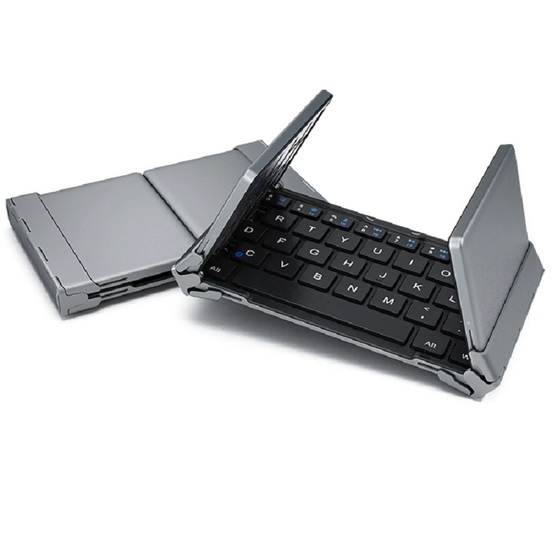 Portable Folding Bluetooth 2 4G Wireless Keyboard Aluminum Alloy Foldable Mini Slim Keyboard For iOS Android