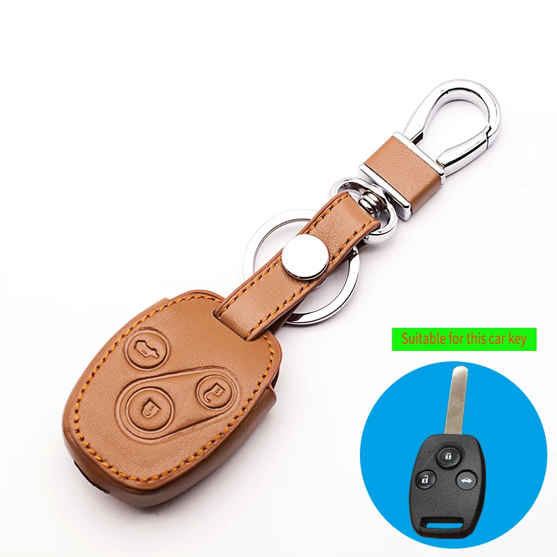Чехол держатель для ключей из натуральной кожи 3 кнопки|key case for car|car key coverhonda car |